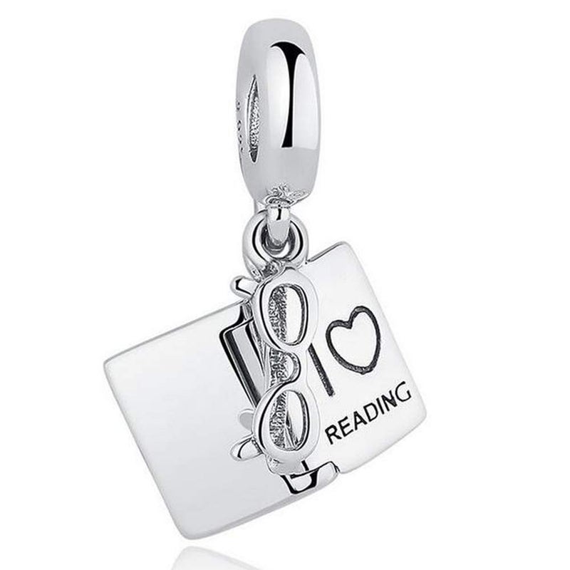 Artever 925 Sterling Silver I Love Reading Dangle Charm Beads Lucky Book Fits Pandora Bracelet Charms & European Bracelets (Book) - Image 1